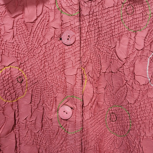 DB Sport Women's Textured Burnout Jacket Red Button Front Size L - Picture 3 of 6